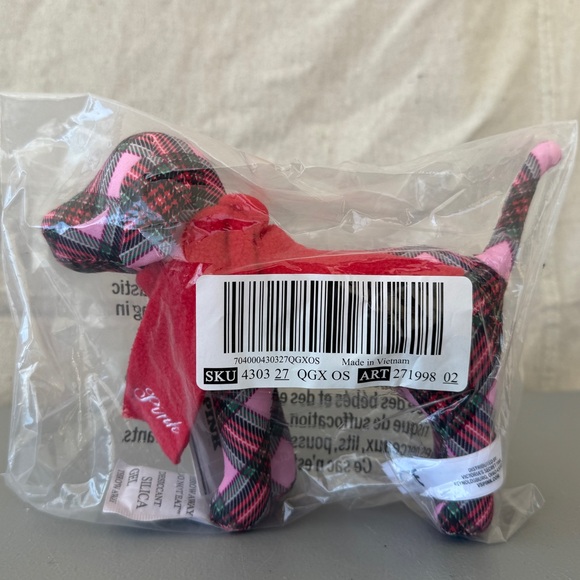 NWT Victoria's Secret PINK Holiday Mini Plaid Dog Plush Stuffed Animal 2025 - Picture 2 of 4